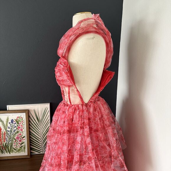 Lace and Beads ASOS Off Shoulder Tulle Corset Maxi Dress Tiered Floral - Picture 11 of 16